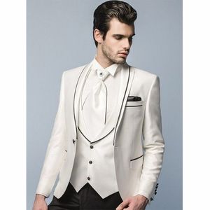 Neue Mode Weiß Bräutigam Smoking Ausgezeichnete Trauzeuge Männer Formelle Anzüge Männer Prom Party Anzug (Jacke + Hose + krawatte + Weste) NO: 885