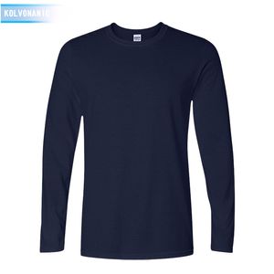 Kolvonanig 2018秋の新しいファッション5色の男性のパッチワークTシャツTシャツの緩いOネック長袖トップス服