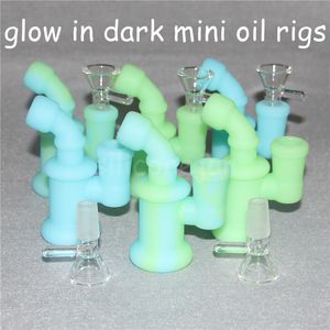 Mini Silicone Bubbler Hookahs Oljeplattform Silikon Rökning Hookah Bongs 3,85 