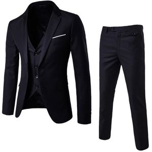 カスタマイズされた新しいファッションメンズメンズスーツ3ピーススーツ（ジャケット+パンツ+ベスト）ビジネスフォーマルウェディンググルーミングドレス