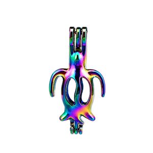 Wholesale turtle cages resale online - 10pcs Rainbow Color Cute Turtle Pearl Beads Cage Locket Pendant Diffuser Aromatherapy Perfume Essential Oils Diffuser Floating Pom