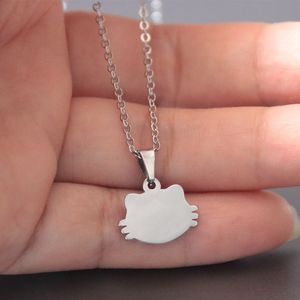 Everfast 10pc/Lot Cat Head Stainless Steel Charms Cute Kitten Pendants Necklaces Women Girls Kids Fashion Jewelry Accessories SN118