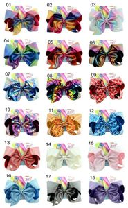 Cute 8 inch JOJO Bow leather laser cloth extra large girl ribbon hairpin children's hair band with cardboard