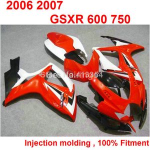 7gifts Injection molding fairing kit for SUZUKI GSXR600 GSXR750 2006 2007 red white GSXR 600 750 06 07 Re44