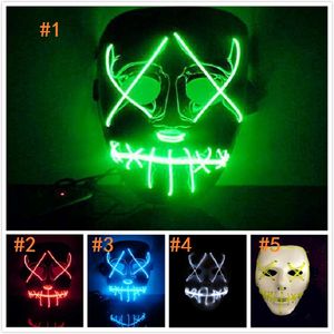 DHL LED Light Mask Funny Mask From the Purge Election Year Wspaniale na festiwal Cosplay Halloween Costume 2018 Nowy Rok Cosplay Biała maska