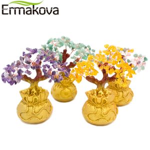 ERMAKOVA 20cm Tall Mini Crystal Money Tree Bonsai Style Wealth Luck Feng Shui Bring Wealth Luck Home Decor Birthday Gift C18111701