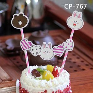 cartoon cupcake toppers for kids bear monkey angel birthday party decoration cake picks cases kids baby shower horse candy bar DHL