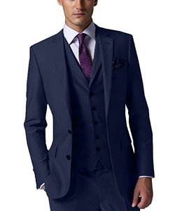 Боковая Vent Groomsmen синего Groom Tuxedos Нотч Мужские костюмы Свадебного шафер жениха (куртка + брюки + жилет + Tie) L208