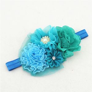 8pcs ribbon bow Jin Bianhua roses Chiffon broken flower Children's hair band Pearl diamond buckle HD072