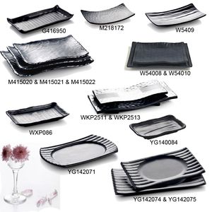 Melamine Dinnerware Dinner Plate Frost Black Rectangle Lrregular Plate Fashion Restaurant Sushi Plates A5 Melamine Tableware