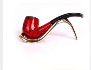 New Pipe Resin Imitating Solid Wood and Light Dual Purpose Men's Portable Iron Pot Pipe