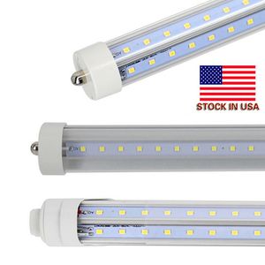 Zapas w USA + Rurki LED LED LED LED 8 stóp V LED T8 Rurka 8 stóp SMD2835 6000-6500K Biała 100LM W 2400 mm 72 W dla sklepu Garaż Fluorescencyjny wymiana pojedyncza szpilka