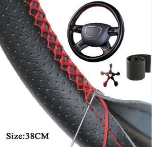 Universal Car Steering Wheel Cover With Needles and Thread Artificial leather Auto Steering Wheel centers cover 38cm for all car