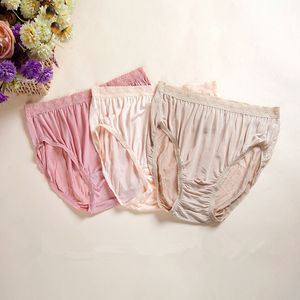 Silk Panties Women Sexy Lace Panties Lingeries Fashion Woman Briefs Plus Size Solid Color Breathable Panties Lady 2pcs/lot