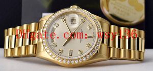 Darmowa wysyłka Luksusowy 36mm 18KT Gold Day Date President Silver 8 + 2 Diamond 18048 Mężczyzna Zegarki Zegarki Męskie Automatyczne Zegarki