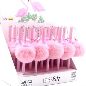 Fenicotteri penna gel cancelleria coreana simpatica plastica rosa pelo di coniglio per regalo per bambini scrittura penne neutre Kawaii materiale scolastico