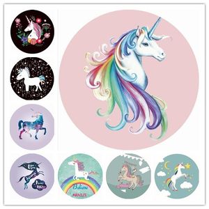 Nordic Style Round Beach Handduk Sjal 14 Design Polyester Scarf Unicorn Badhanddukar Picnic Mat Vägg Tapestry Dukduk Party Heminredning