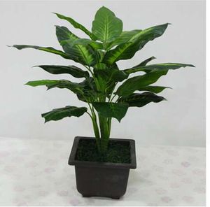 Large 50CM Evergreen Artificial Plant 25 Leaves Lifelike Bush Potted Plants Plastic Green Tree Home Garden Office Decoration