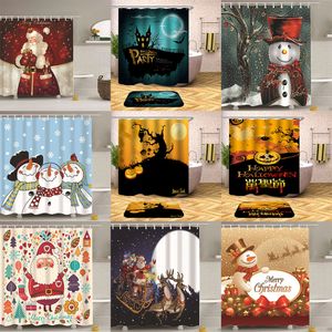 Halloween Christmas Snowman Santa Claus 3D print Bathroom Shower curtain Home Xmas Decoration 180*150cm 140 styles C4900