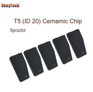 5 sztuk / partii Professional T5 ID20 Car Key Chip Blank Ceramic Carbon Oryginalny odblokuj transponder dla blokady narzędzia T5