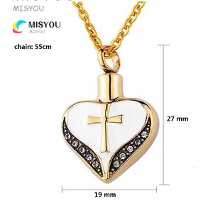 Wholesale custom cylinder cross heart urn necklace can open perfume bottle funeral cremation pendant fashion jewelry.