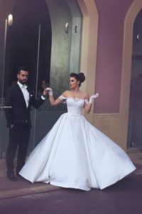 Abiti Mhamad hanno detto che spalla in pizzo Applique Lunghezza abiti da sposa da sposa da sposa staccabile Vestido de nolia