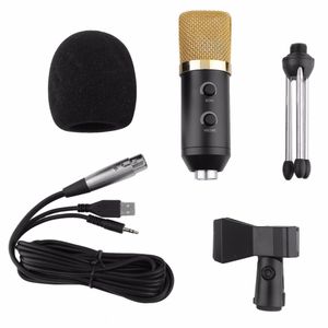 Freeshipping Condenser Sound Recording Mic Speaking Speech Microphone Independent Audio Card Free Microphone With Tripod MK-F100TL