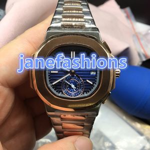 Nya mäns populära butiksklocka Bi-Rose Gold rostfritt stål Vattentät sportklocka Blue Dial Automatic Mechanical Fashion Watch