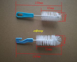 100pcs/lot 140*75*30mm & 150*65*30mm White Nylon Cleaning Brush Baby Feeding Bottle Spout Tube Glass Cup Handle Brushes B60502