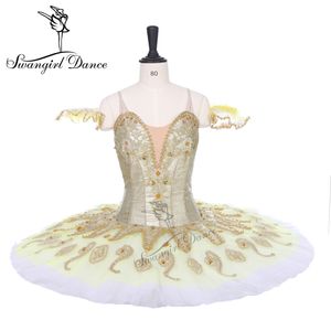 Gold White Sleeping Beauty Ballet Tutu Girls Performance Stage Cosutmes Tutu Fairy Platter Tutu Dress BT9134B