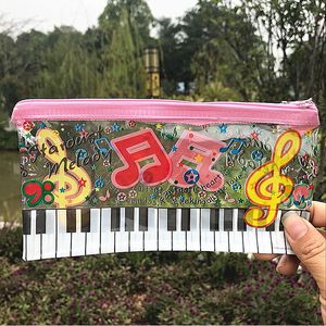 البيانو تدوين الموسيقى شفافة الإبداعية حالة لطيف فتاة قلم رصاص الحقيبة حقيبة تخزين القرطاسية اللوازم هدية ZA5812