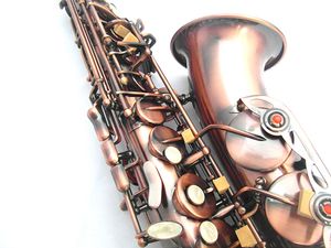Qualidade da marca SUZUKI Profissional E Plana Saxofone Alto Latão Body Antique Cobre Superfície Desempenho Instrumento Musical Com Bocal