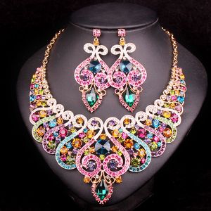 whole saleFashion  Bridal Jewelry Sets Wedding Necklace Earring set For Brides bridesmaid Party Accessories Crystal Decoration women