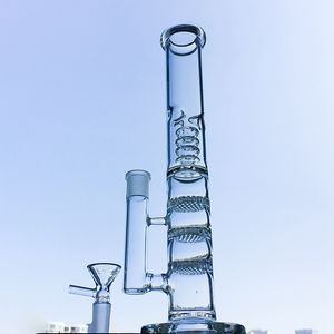 Glass Water Bongs Straight Hookah Triple Comb Birdcage Perc Smoke Pipes Dab Oil Rigs Smoking Pipe Showerhead With Bowl HR316