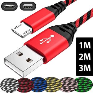 Hızlı Şarj Kabloları 1 M 2 M 3 M Tipi C Mikro USB Kumaş Naylon Kablo Tel Samsung S7 S8 S9 için Not 8 9 HTC LG