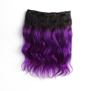 Wholesale violet hair resale online - 1B violet Body Wave Hot Selling One Piece Clip In Human Hair Extensions Clips With Lace Remy Human Hair