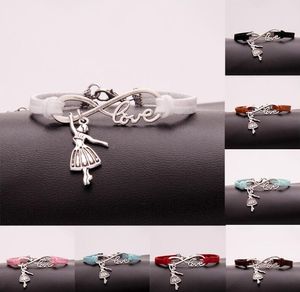 10pcs/lot Infinity Love 8 Bracelet Dancing/ballerina girl Charm Heart Pendant Women/ Men Simple Bracelets/Bangles Jewelry Gift A118