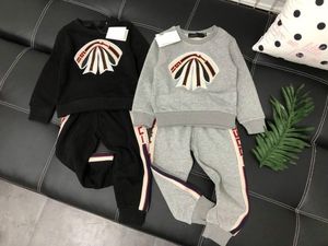 2018 Autumn and winter children's suit cardigan tops Feet trousers Gray and blue
