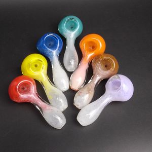 Two tone spoon pipe cute smoking glass pipes 3.5 inch Portable Glass Tobacco Pipes heady little Pocket Pipe