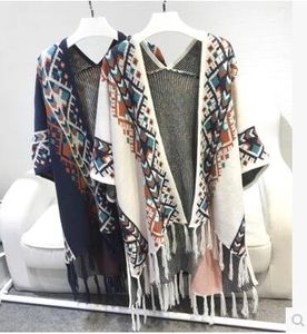 RETTRO NEW FASHION WIND WIND AZTEC AZTEC Print Nation Style Style Bohemia Sweater Cardigan Cape Coat Loose Batwing Tops