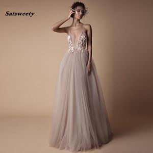 Dreamlike Dusty Color Trendy Women Simple Party Party Gathering Dress Open Back Sexy Formalne Maxi Suknie Wieczorowe z długim pociągiem Vestidos