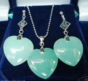 Grossistpris 16Ny ^^^^ smycken mode hjärta form grön sten örhängen hängsmycke set