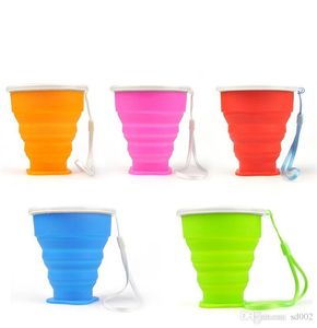 Silicone Cup Portable Foldable Tooth Mug With Rope Round Silica Gel Water Bottle Fit Outdoor Travel 4 9ww ff