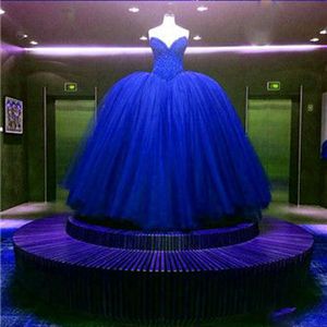 Immagine reale di lusso Abito da ballo senior Abito Quinceanera Royal Blue Red Dream Ball Gown Tutu da sposa Abiti da festa da sposa