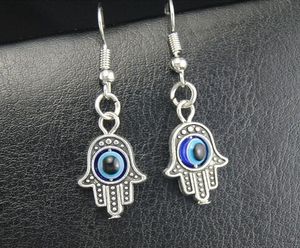 20 Paar versilberte blaue böse Augen baumelnde Ohrringe Charms Anhänger Ohrringe Ohrstecker handgefertigter DIY-Schmuck NEU