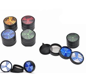 New Style Tobacco Smoking Herb Grinders Four Layers Aluminium Alloy Grinder 100% Metal dia 63mm have 5 colors With Clear Top Window Lighting