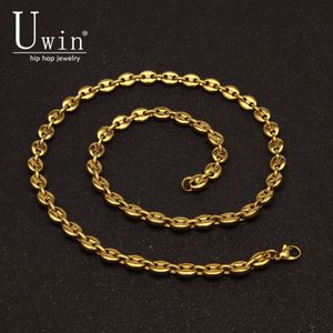 UWIN Edelstahl Kaffeebohnen Kette Halskette 8mm 55cm Hip Hop Stil Gold Silber Link Mode Punk Halsband Charms Schmuck