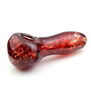 Deep Lava Frit Spoon Pipe: Vibrant Red Inside-Out Design, In Stock for Your Smoking Pleasure