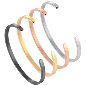 nuovi braccialetti alla moda da 4 mm in Europa e America a forma di lettera C. Bracciale in acciaio inossidabile con bracciale in oro rosa e argento per uomo e donna