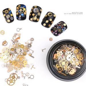 DIY Art Nail Adesivos Bela Engrenagem de Tempo Steampunk Máquina de Vento Nailart Decoração Liga Remendo Navio Livre 10 Pcs